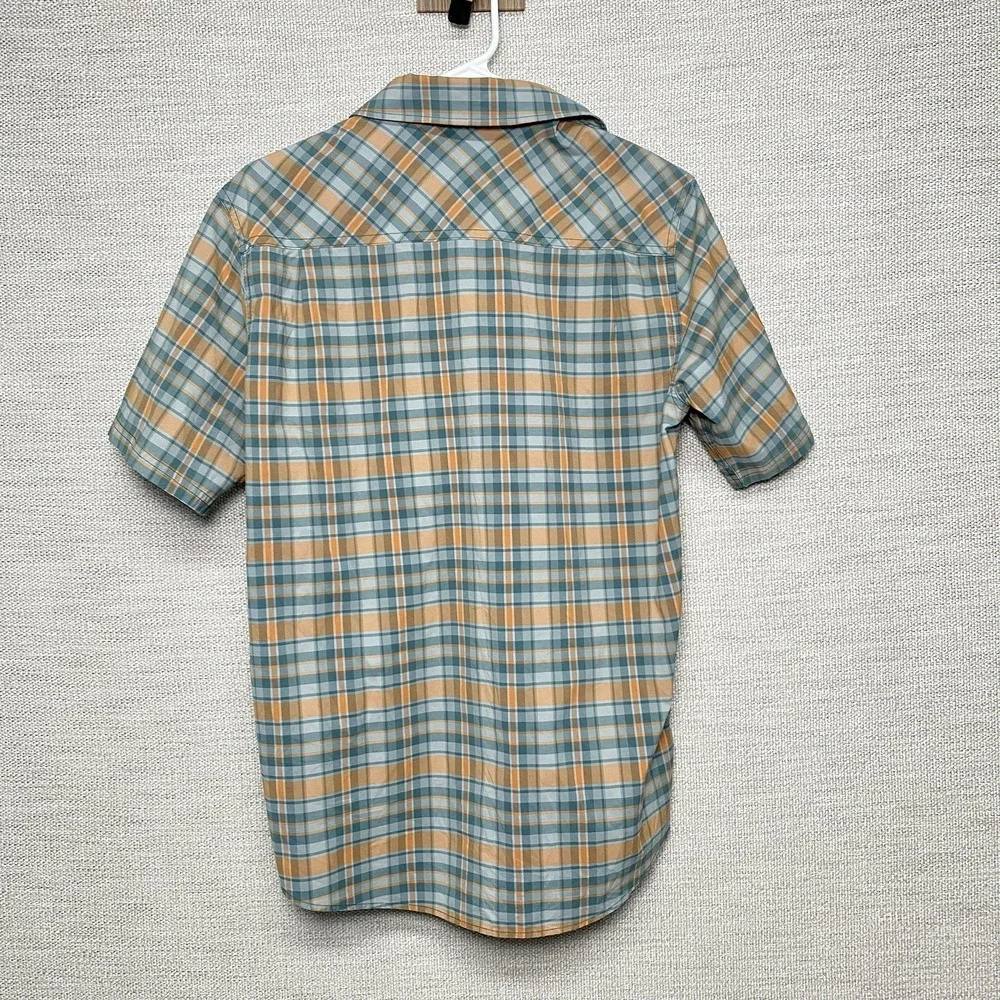 Outdoor Research Porter Shirt M S/S Blue Orange Plaid Hiking Gorpcore V056